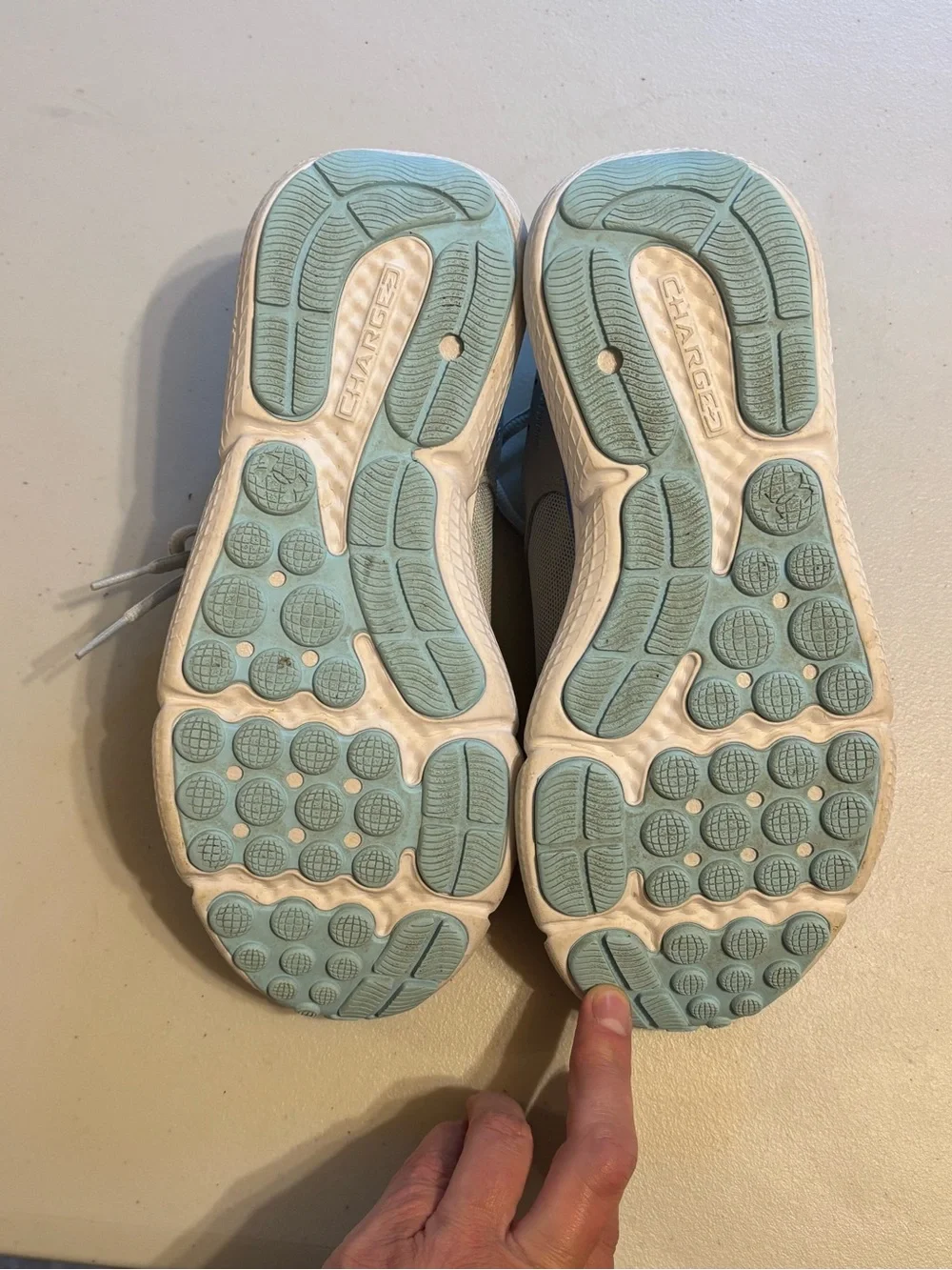Under Armour Girls Cream Sneakers with Pink and Light Blue Accents
